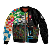 Ska Two Tone Bomber Jacket with Colorful Checkerboard Music Art Carnival Festival - Wonder Print Shop