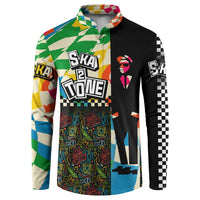 Ska Two Tone Button Sweatshirt with Colorful Checkerboard Music Art Carnival Festival - Wonder Print Shop