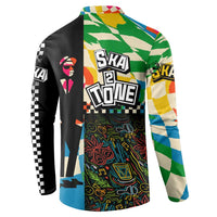 Ska Two Tone Button Sweatshirt with Colorful Checkerboard Music Art Carnival Festival - Wonder Print Shop