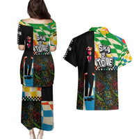 Ska Two Tone Couples Matching Puletasi and Hawaiian Shirt with Colorful Checkerboard Music Art Carnival Festival - Wonder Print Shop