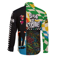 Ska Two Tone Family Matching Off Shoulder Maxi Dress and Hawaiian Shirt with Colorful Checkerboard Music Art Carnival Festival - Wonder Print Shop