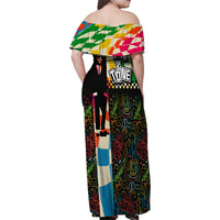 Ska Two Tone Family Matching Off Shoulder Maxi Dress and Hawaiian Shirt with Colorful Checkerboard Music Art Carnival Festival - Wonder Print Shop