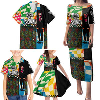 Ska Two Tone Family Matching Puletasi and Hawaiian Shirt with Colorful Checkerboard Music Art Carnival Festival - Wonder Print Shop