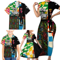 Ska Two Tone Family Matching Short Sleeve Bodycon Dress and Hawaiian Shirt with Colorful Checkerboard Music Art Carnival Festival - Wonder Print Shop