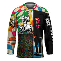 Ska Two Tone Hockey Jersey with Colorful Checkerboard Music Art Carnival Festival - Wonder Print Shop