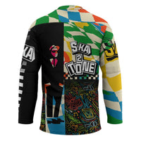 Ska Two Tone Hockey Jersey with Colorful Checkerboard Music Art Carnival Festival - Wonder Print Shop