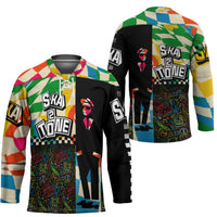 Ska Two Tone Hockey Jersey with Colorful Checkerboard Music Art Carnival Festival - Wonder Print Shop