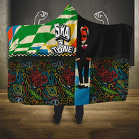 Ska Two Tone Hooded Blanket with Colorful Checkerboard Music Art Carnival Festival - Wonder Print Shop