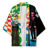 Ska Two Tone Kimono with Colorful Checkerboard Music Art Carnival Festival - Wonder Print Shop
