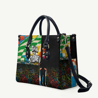 Ska Two Tone Leather Bag with Colorful Checkerboard Music Art Carnival Festival - Wonder Print Shop