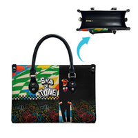 Ska Two Tone Leather Bag with Colorful Checkerboard Music Art Carnival Festival - Wonder Print Shop