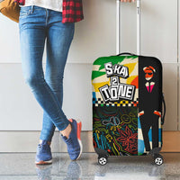 Ska Two Tone Luggage Cover with Colorful Checkerboard Music Art Carnival Festival - Wonder Print Shop