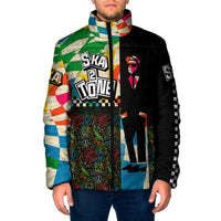 Ska Two Tone Padded Jacket with Colorful Checkerboard Music Art Carnival Festival - Wonder Print Shop