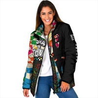 Ska Two Tone Padded Jacket with Colorful Checkerboard Music Art Carnival Festival - Wonder Print Shop