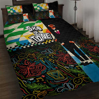 Ska Two Tone Quilt Bed Set with Colorful Checkerboard Music Art Carnival Festival - Wonder Print Shop