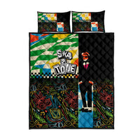 Ska Two Tone Quilt Bed Set with Colorful Checkerboard Music Art Carnival Festival - Wonder Print Shop