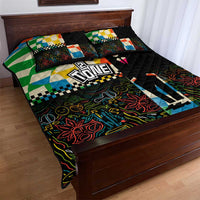 Ska Two Tone Quilt Bed Set with Colorful Checkerboard Music Art Carnival Festival - Wonder Print Shop