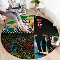 Ska Two Tone Round Carpet with Colorful Checkerboard Music Art Carnival Festival - Wonder Print Shop