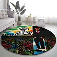 Ska Two Tone Round Carpet with Colorful Checkerboard Music Art Carnival Festival - Wonder Print Shop