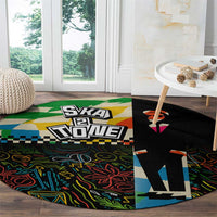Ska Two Tone Round Carpet with Colorful Checkerboard Music Art Carnival Festival - Wonder Print Shop