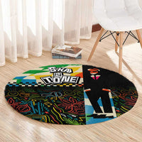 Ska Two Tone Round Carpet with Colorful Checkerboard Music Art Carnival Festival - Wonder Print Shop