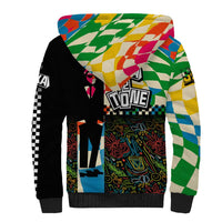 Ska Two Tone Sherpa Hoodie with Colorful Checkerboard Music Art Carnival Festival - Wonder Print Shop