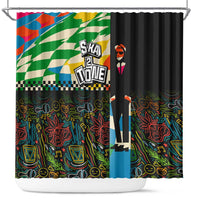 Ska Two Tone Shower Curtain with Colorful Checkerboard Music Art Carnival Festival - Wonder Print Shop