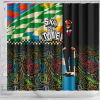 Ska Two Tone Shower Curtain with Colorful Checkerboard Music Art Carnival Festival - Wonder Print Shop