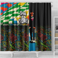 Ska Two Tone Shower Curtain with Colorful Checkerboard Music Art Carnival Festival - Wonder Print Shop