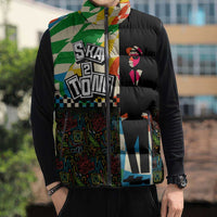 Ska Two Tone Sleeveless Puffer Jacket with Colorful Checkerboard Music Art Carnival Festival - Wonder Print Shop