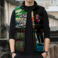 Ska Two Tone Sleeveless Puffer Jacket with Colorful Checkerboard Music Art Carnival Festival - Wonder Print Shop
