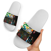 Ska Two Tone Slide Sandals with Colorful Checkerboard Music Art Carnival Festival - Wonder Print Shop