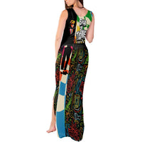 Ska Two Tone Tank Maxi Dress with Colorful Checkerboard Music Art Carnival Festival - Wonder Print Shop