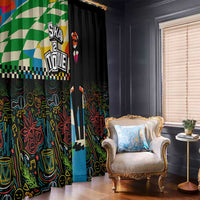 Ska Two Tone Window Curtain with Colorful Checkerboard Music Art Carnival Festival - Wonder Print Shop