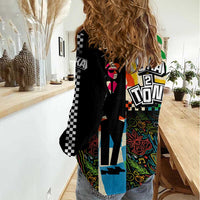 Ska Two Tone Women Casual Shirt with Colorful Checkerboard Music Art Carnival Festival - Wonder Print Shop