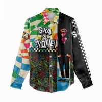 Ska Two Tone Women Casual Shirt with Colorful Checkerboard Music Art Carnival Festival - Wonder Print Shop