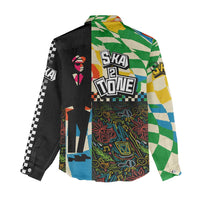 Ska Two Tone Women Casual Shirt with Colorful Checkerboard Music Art Carnival Festival - Wonder Print Shop