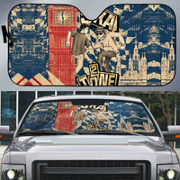 Ska 2 Tone Auto Sun Shade Big Ben Dance Two Tone Blue Checkerboard - Wonder Print Shop