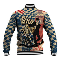 Ska 2 Tone Baseball Jacket Big Ben Dance Two Tone Blue Checkerboard - Wonder Print Shop