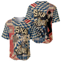 Ska 2 Tone Baseball Jersey Big Ben Dance Two Tone Blue Checkerboard - Wonder Print Shop