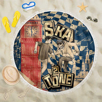 Ska 2 Tone Beach Blanket Big Ben Dance Two Tone Blue Checkerboard - Wonder Print Shop