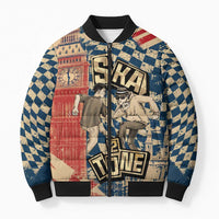 Ska 2 Tone Bomber Puffer Jacket Big Ben Dance Two Tone Blue Checkerboard - Wonder Print Shop