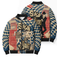 Ska 2 Tone Bomber Puffer Jacket Big Ben Dance Two Tone Blue Checkerboard - Wonder Print Shop