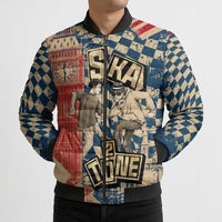 Ska 2 Tone Bomber Puffer Jacket Big Ben Dance Two Tone Blue Checkerboard - Wonder Print Shop