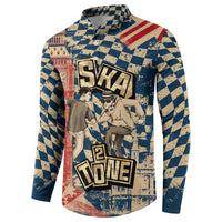 Ska 2 Tone Button Sweatshirt Big Ben Dance Two Tone Blue Checkerboard - Wonder Print Shop