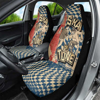 Ska 2 Tone Car Seat Cover Big Ben Dance Two Tone Blue Checkerboard - Wonder Print Shop