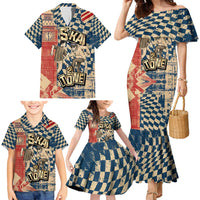 Ska 2 Tone Family Matching Mermaid Dress and Hawaiian Shirt Big Ben Dance Two Tone Blue Checkerboard - Wonder Print Shop