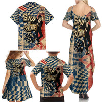 Ska 2 Tone Family Matching Summer Maxi Dress and Hawaiian Shirt Big Ben Dance Two Tone Blue Checkerboard - Wonder Print Shop