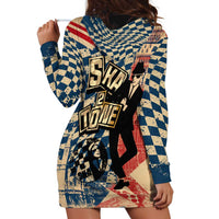 Ska 2 Tone Hoodie Dress Big Ben Dance Two Tone Blue Checkerboard - Wonder Print Shop