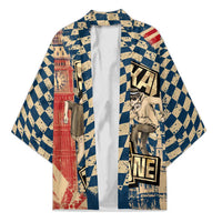 Ska 2 Tone Kimono Big Ben Dance Two Tone Blue Checkerboard - Wonder Print Shop